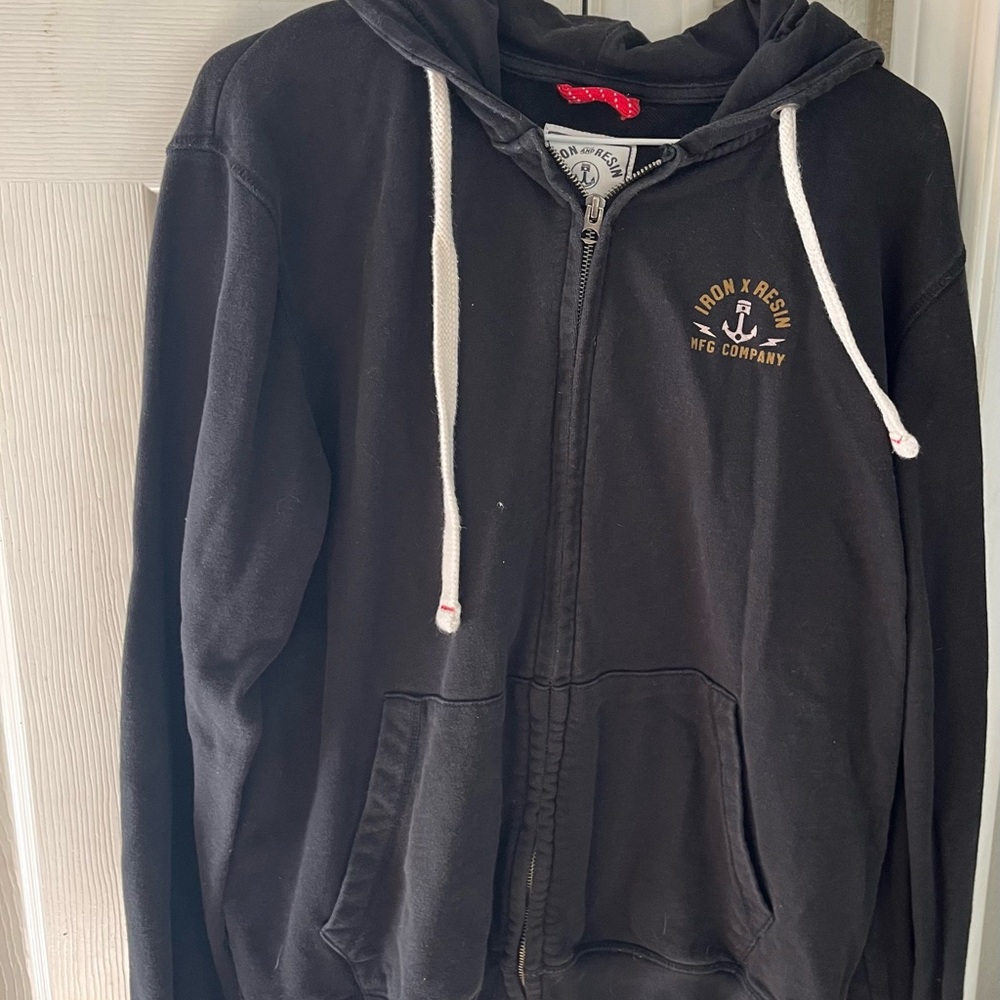 Iron & Resin Black Zip Up Sweater